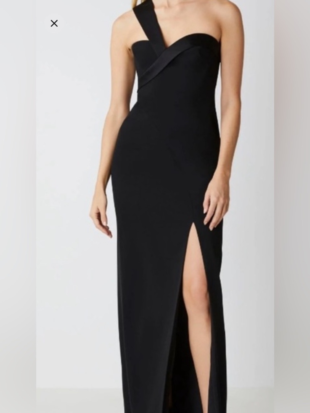 BCBGMaxAzria Black One-Shoulder Evening Dress, Size 2.